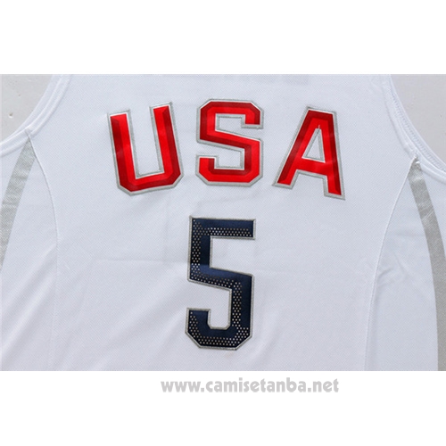 Camiseta USA 2016 Kevin Durant #5 Blanco